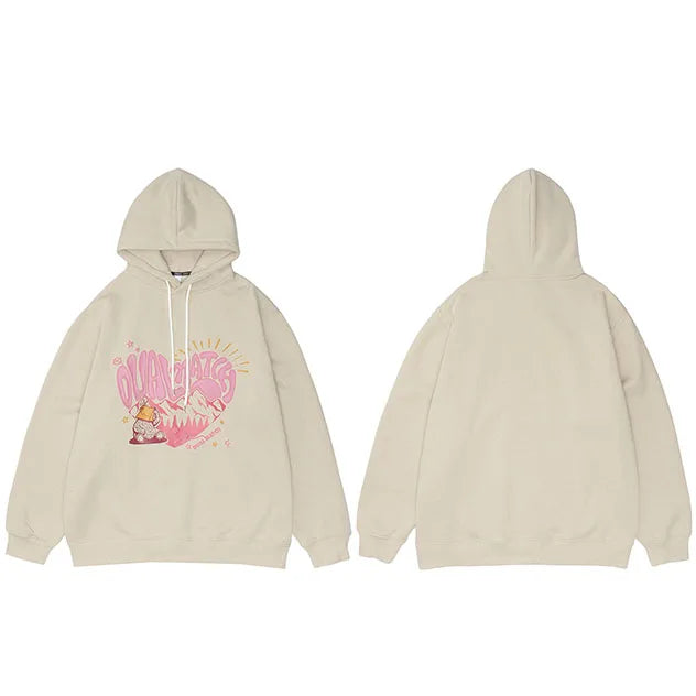 Hoodie Y2K motif Harajuku beige