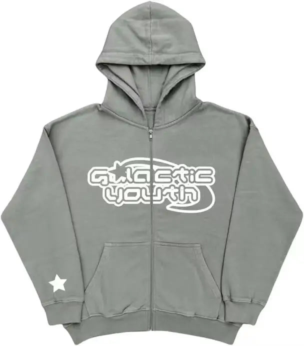 Veste grise Harajaku Y2K